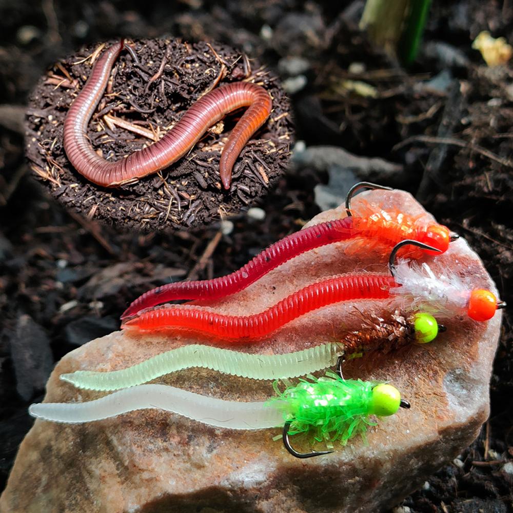 Fishing Lure Accessories - Luminous Simulated Earthworms Bait Glowing Soft