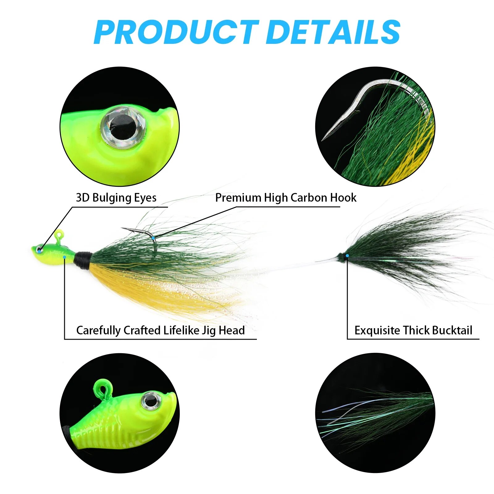 Goture 5pcs/lot Bucktail Jigs  - Fishing Lure Jig review and price